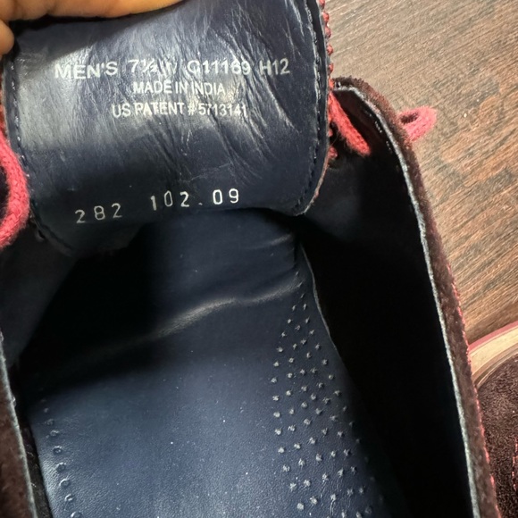 Cole Haan Dark Brown Suede Wingtip Shoe Pink Stitching Size 7.5 - Picture 4 of 9